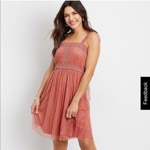 Sleeveless Mesh Pink Dress